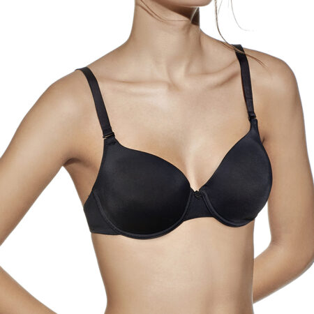 Reggiseno Rosa - Selene Reggiseno essenziale in microfibra con anelli e coppe riempitive. Completamente multiposizione. Possibilitร di applicare una fascia regolabile invisibile sulla schiena.