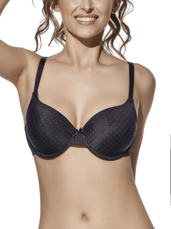 Reggiseno Greta - Selene - Colore nero Reggiseno con ferretto e coppe imbottite con tessuto stampato a puntini. Coppa C.