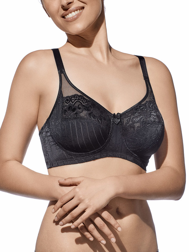 Reggiseno Scarlett - Selene Reggiseno senza ferretto che combina un elegante tessuto con frange e una coppa in tulle con pizzo.
