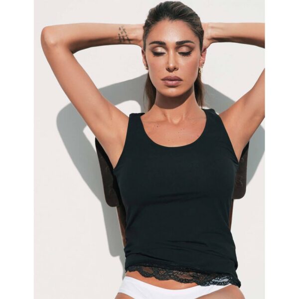 top jadea 4328 NERO donna-spalla-larga-cotone-modal- VITTORIO-DI-VINCENZO-INGROSSO-ABBIGLIAMENTO-INTIMO.