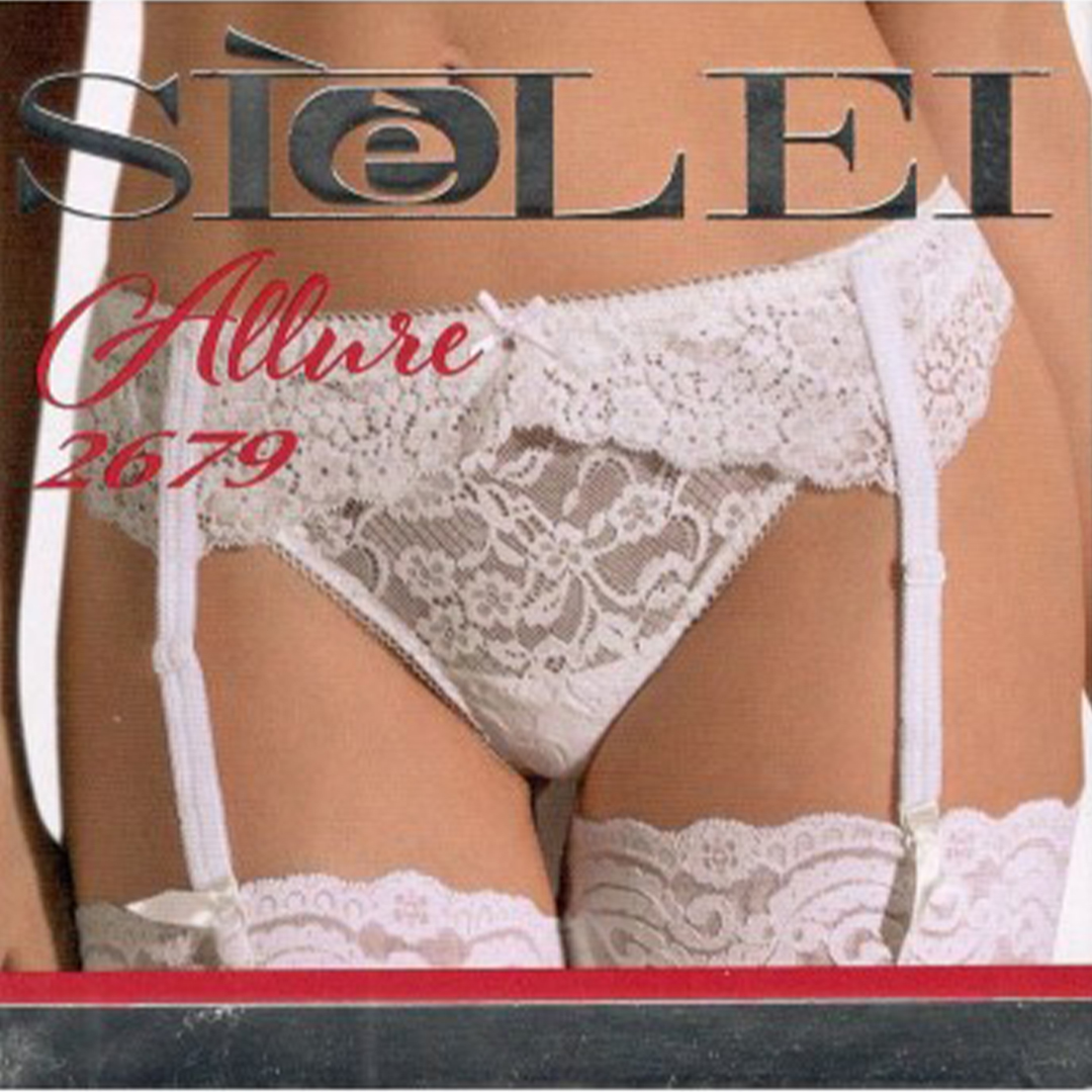 2679 Reggicalze Sielei: pizzo floreale raffinato, linea glam 1949, fiocco seducente, vestibilità personalizzata. Completa il tuo look intimo con stile e femminilità.