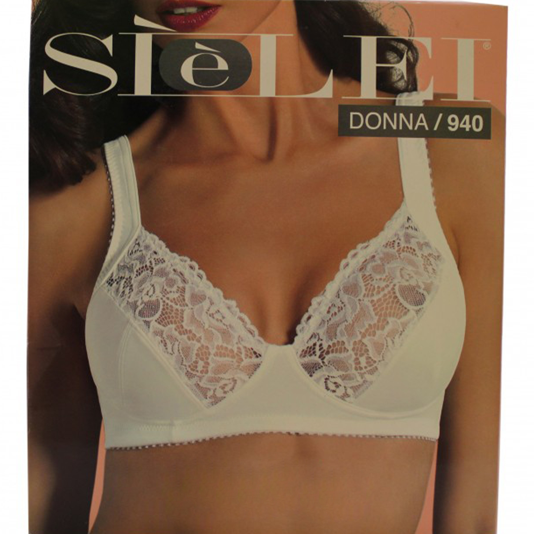 940 Reggiseno Sielei: pizzo raffinato, coppa C, sostegno senza ferretto. Comfort e stile per la donna moderna. Scopri la perfezione del reggiseno 940 Sielei.