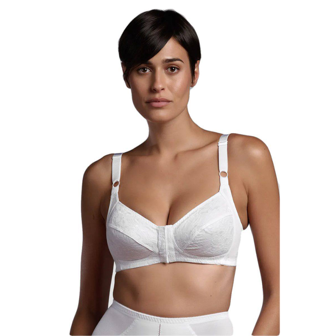 Il reggiseno Lepel Adele senza ferretto, con apertura frontale e coppe in cotone non imbottite, offre sostegno, comfort e praticità per un utilizzo quotidiano.