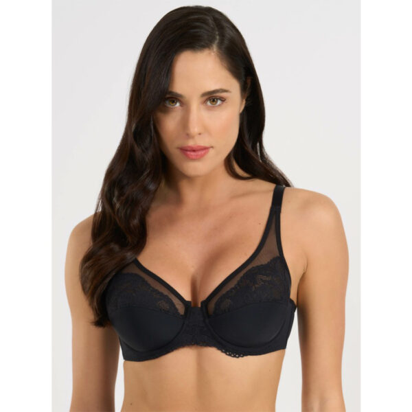 Delia Reggiseno Spiman: comfort ed eleganza con microfibra e pizzo jacquardtronic, ideale per ogni occasione. Sostegno e stile perfetti.