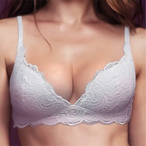 Vela Frizzante Reggiseno Lormar: senza ferretto, in pizzo Leavers con coppe Soft Touch e scollatura profonda. Eleganza, comfort e sensualità per ogni occasione.