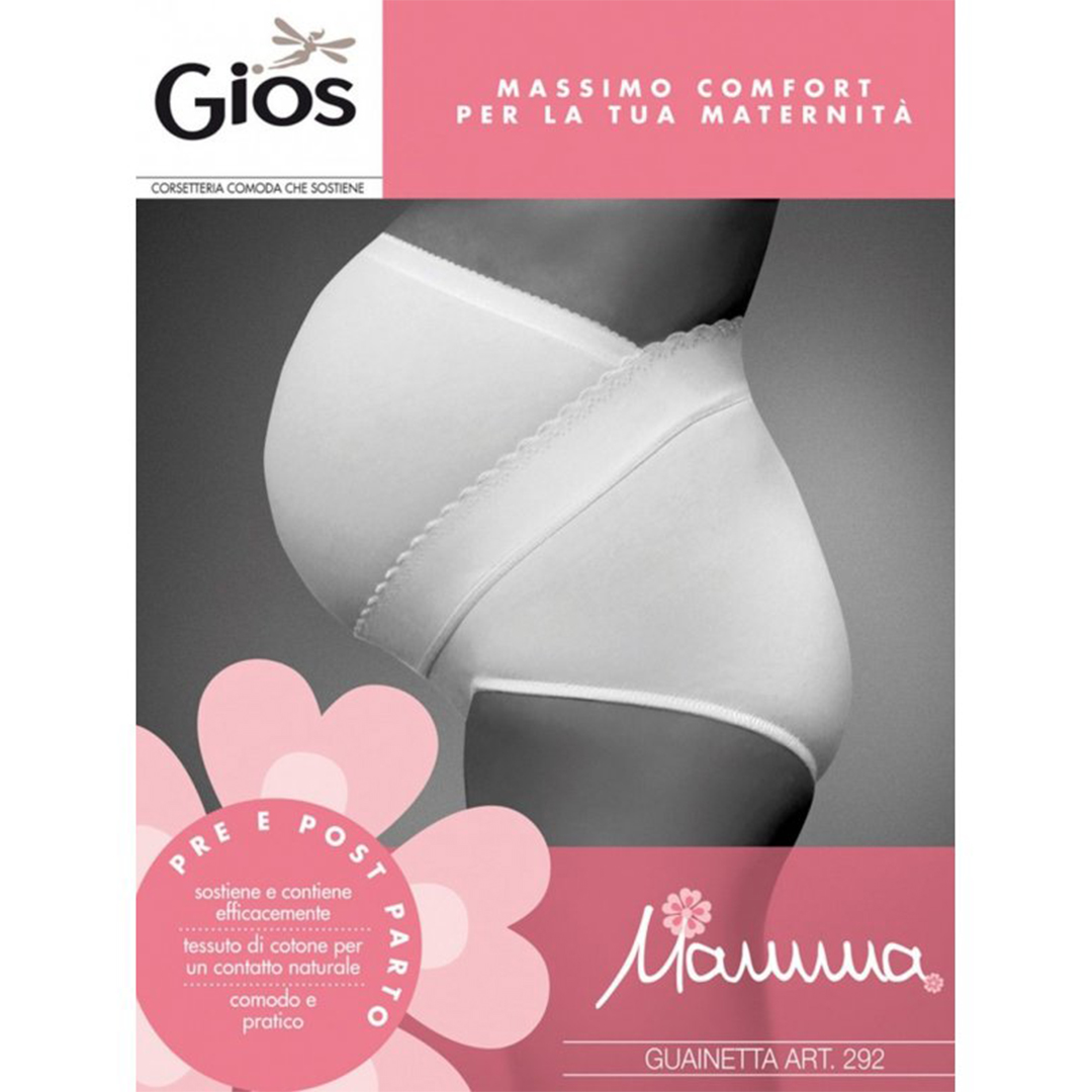 292 Panciera Pre Parto GIOS: guaina in cotone elasticizzato per sostenere fascia addominale e lombare durante la gravidanza. Traspirante, morbida e confortevole per un supporto quotidiano.