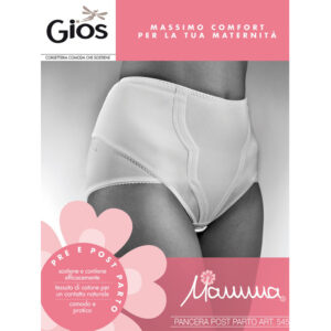 545 Panciera Post Parto GIOS: guaina contenitiva con pannello foderato in cotone ed effetto pancia piatta. Regolabile con fasce in velcro per un supporto personalizzato. Comfort e sostegno per il post gravidanza.