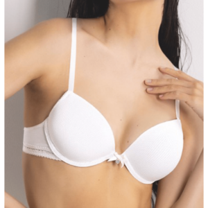 Reggiseno 1874 SièLei Darling push-up con ferretto e coppe graduate. Elegante jacquard a nido d’ape, pizzo raffinato e fiocchetto con punto luce. Perfetto mix di sensualità e comfort.