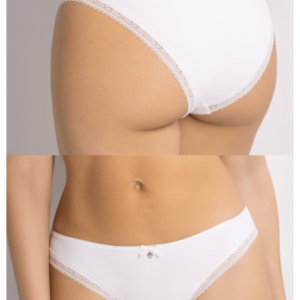 Slip 1875 SièLei Darling in tessuto jacquard a nido d’ape con raffinato pizzo. Eleganza e comfort con fiocchetto e punto luce. Disponibile in Nero, Cipria, Bianco Latte e Malva.