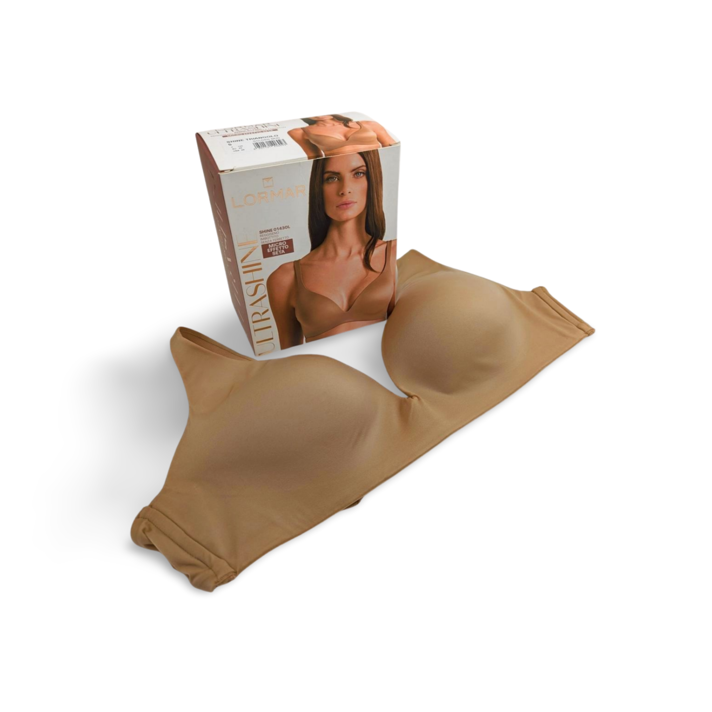 Reggiseno UltraShine TRIANGOLO 01430L - Lormar: triangolo imbottito senza ferretto in microfibra effetto seta, con coppe supersoft e spalline incrociabili.